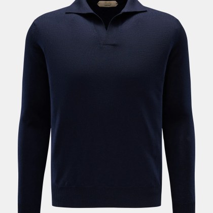 Aurélien - Herren - Merino Strickpolo navy Aurélien - Herren - Merino Strickpolo navy