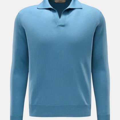 Aurélien - Herren - Merino Strickpolo blau Aurélien - Herren - Merino Strickpolo blau