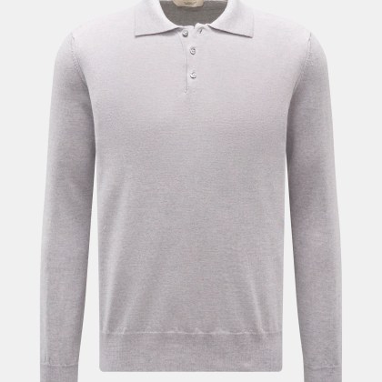 Aurélien - Herren - Merino Strickpolo hellgrau meliert Aurélien - Herren - Merino Strickpolo hellgrau meliert