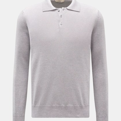 Aurélien - Herren - Merino Strickpolo hellgrau meliert Aurélien - Herren - Merino Strickpolo hellgrau meliert