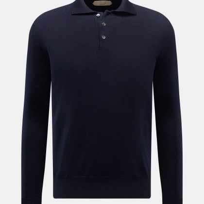 Aurélien - Herren - Merino Strickpolo navy Aurélien - Herren - Merino Strickpolo navy