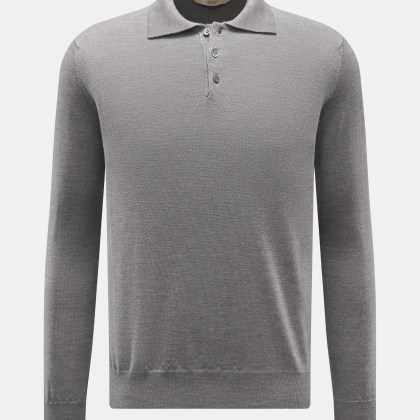 Aurélien - Herren - Merino Strickpolo dunkelgrau meliert Aurélien - Herren - Merino Strickpolo dunkelgrau meliert