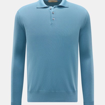 Aurélien - Herren - Merino Strickpolo blau Aurélien - Herren - Merino Strickpolo blau