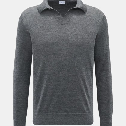 von Braun - Herren - Merino Strickpolo anthrazit meliert von Braun - Herren - Merino Strickpolo anthrazit meliert