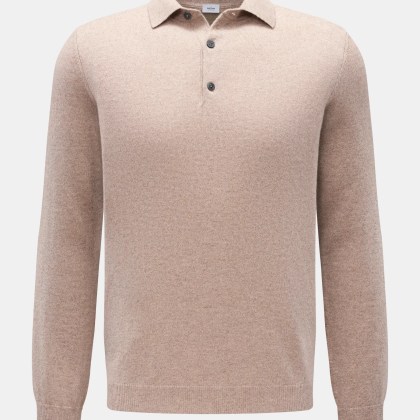 von Braun - Herren - Cashmere Strickpolo beige meliert von Braun - Herren - Cashmere Strickpolo beige meliert