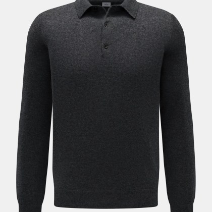 von Braun - Herren - Cashmere Strickpolo anthrazit meliert von Braun - Herren - Cashmere Strickpolo anthrazit meliert