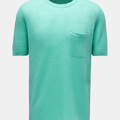 04651/ A trip in a bag - Herren - Feinstrick-Kurzarmpullover %27Linen Knit Tee%27 pastellgrün 04651/ A trip in a bag - Herren - Feinstrick-Kurzarmpullover %27Linen Knit Tee%27 pastellgrün