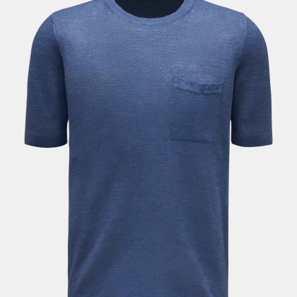 04651/ A trip in a bag - Herren - Feinstrick-Kurzarmpullover %27Linen Knit Tee%27 dunkelblau 04651/ A trip in a bag - Herren - Feinstrick-Kurzarmpullover %27Linen Knit Tee%27 dunkelblau