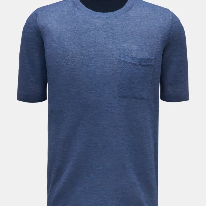 04651/ A trip in a bag - Herren - Feinstrick-Kurzarmpullover %27Linen Knit Tee%27 dunkelblau 04651/ A trip in a bag - Herren - Feinstrick-Kurzarmpullover %27Linen Knit Tee%27 dunkelblau