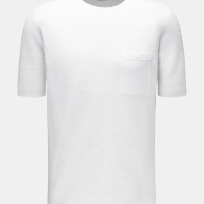 04651/ A trip in a bag - Herren - Feinstrick-Kurzarmpullover %27Linen Knit Tee%27 offwhite 04651/ A trip in a bag - Herren - Feinstrick-Kurzarmpullover %27Linen Knit Tee%27 offwhite