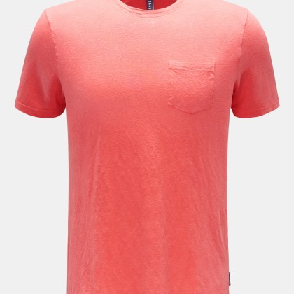 04651/ A trip in a bag - Herren - Leinen Rundhals-T-Shirt koralle 04651/ A trip in a bag - Herren - Leinen Rundhals-T-Shirt koralle