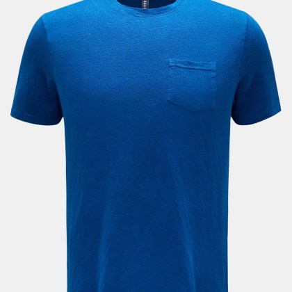 04651/ A trip in a bag - Herren - Leinen Rundhals-T-Shirt blau 04651/ A trip in a bag - Herren - Leinen Rundhals-T-Shirt blau