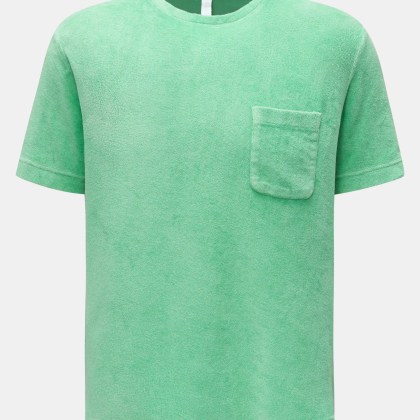 04651/ A trip in a bag - Herren - Frottee Rundhals-T-Shirt %27Terry Tee%27 hellgrün 04651/ A trip in a bag - Herren - Frottee Rundhals-T-Shirt %27Terry Tee%27 hellgrün