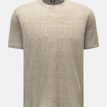 Fedeli - Herren - Rundhals-T-Shirt creme/khaki gestreift Fedeli - Herren - Rundhals-T-Shirt creme/khaki gestreift
