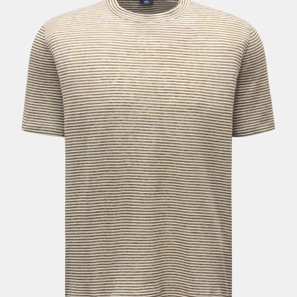Fedeli - Herren - Rundhals-T-Shirt creme/khaki gestreift Fedeli - Herren - Rundhals-T-Shirt creme/khaki gestreift