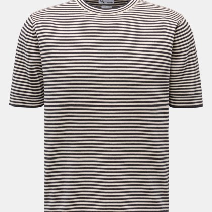 Doppiaa - Herren - Kurzarm-Rundhalspullover %27Aalfeo%27 dark navy/creme gestreift Doppiaa - Herren - Kurzarm-Rundhalspullover %27Aalfeo%27 dark navy/creme gestreift