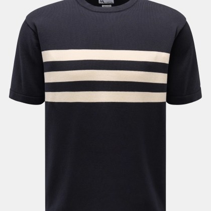 Doppiaa - Herren - Kurzarmpullover %27Aalfeo%27 dark navy/creme gestreift Doppiaa - Herren - Kurzarmpullover %27Aalfeo%27 dark navy/creme gestreift