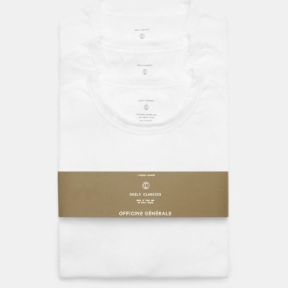 Officine Générale - Herren - Rundhals-T-Shirt 3er-Set weiß Officine Générale - Herren - Rundhals-T-Shirt 3er-Set weiß