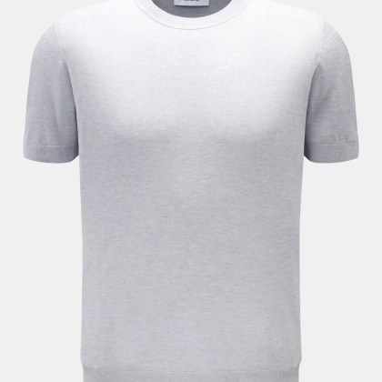 Lardini - Herren - Seiden Kurzarmpullover rauchblau/hellgrau meliert Lardini - Herren - Seiden Kurzarmpullover rauchblau/hellgrau meliert