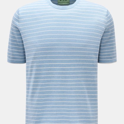 FTC - Herren - Kurzarm-Rundhalspullover hellblau/weiß gestreift FTC - Herren - Kurzarm-Rundhalspullover hellblau/weiß gestreift