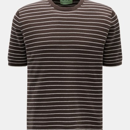 FTC - Herren - Kurzarm-Rundhalspullover dunkelbraun/weiß gestreift FTC - Herren - Kurzarm-Rundhalspullover dunkelbraun/weiß gestreift