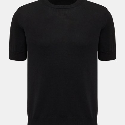 Aurélien - Herren - Merino Kurzarmpullover schwarz Aurélien - Herren - Merino Kurzarmpullover schwarz