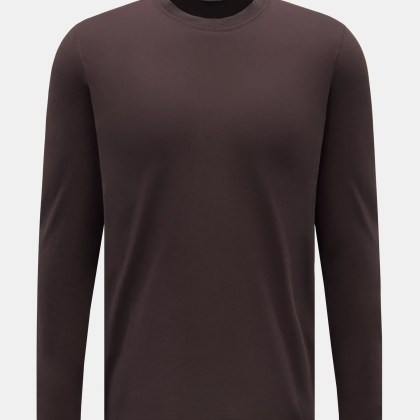 Zanone - Herren - Rundhals-Longsleeve dunkelbraun Zanone - Herren - Rundhals-Longsleeve dunkelbraun