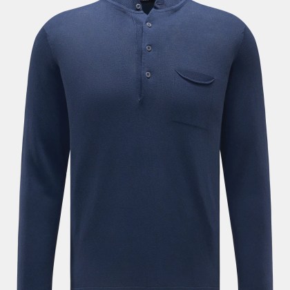 04651/ A trip in a bag - Herren - Strick-Henleyshirt %27Foggy%27 navy 04651/ A trip in a bag - Herren - Strick-Henleyshirt %27Foggy%27 navy