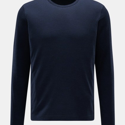 Stefan Brandt - Herren - Merino Rundhals-Longsleeve %27Enno%27 navy meliert Stefan Brandt - Herren - Merino Rundhals-Longsleeve %27Enno%27 navy meliert