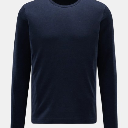 Stefan Brandt - Herren - Merino Rundhals-Longsleeve %27Enno%27 navy meliert Stefan Brandt - Herren - Merino Rundhals-Longsleeve %27Enno%27 navy meliert