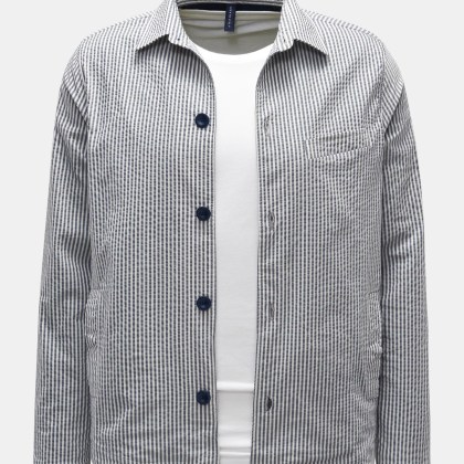 04651/ A trip in a bag - Herren - Seersucker Overshirt graublau/weiß gestreift 04651/ A trip in a bag - Herren - Seersucker Overshirt graublau/weiß gestreift