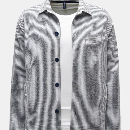04651/ A trip in a bag - Herren - Seersucker Overshirt graublau/weiß gestreift 04651/ A trip in a bag - Herren - Seersucker Overshirt graublau/weiß gestreift