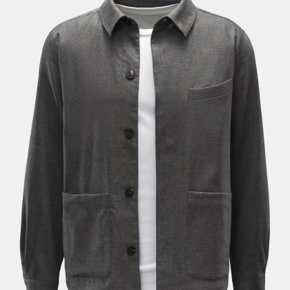 04651/ A trip in a bag - Herren - Flanell-Overshirt grau meliert 04651/ A trip in a bag - Herren - Flanell-Overshirt grau meliert