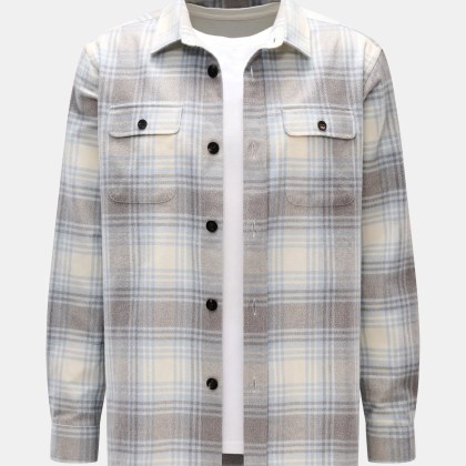 04651/ A trip in a bag - Herren - Overshirt %27Check Overshirt%27 offwhite/hellblau/grau kariert 04651/ A trip in a bag - Herren - Overshirt %27Check Overshirt%27 offwhite/hellblau/grau kariert