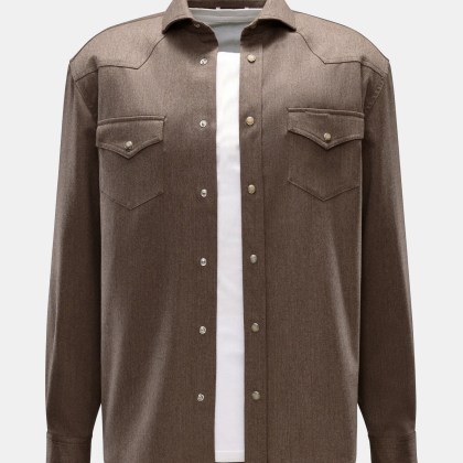 Marco Pescarolo - Herren - Cashmere Overshirt %27Ribot%27 graubraun meliert Marco Pescarolo - Herren - Cashmere Overshirt %27Ribot%27 graubraun meliert