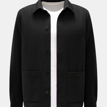 04651/ A trip in a bag - Herren - Seersucker-Overshirt schwarz 04651/ A trip in a bag - Herren - Seersucker-Overshirt schwarz