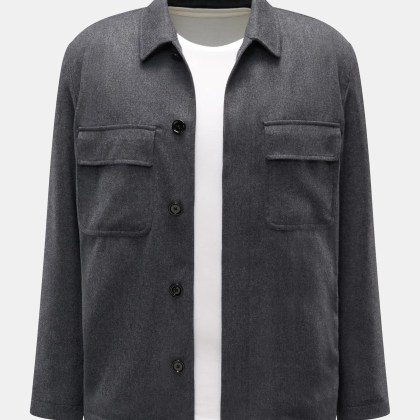 Lardini - Herren - Woll-Overshirt %27Aaansel%27 dunkelgrau meliert Lardini - Herren - Woll-Overshirt %27Aaansel%27 dunkelgrau meliert