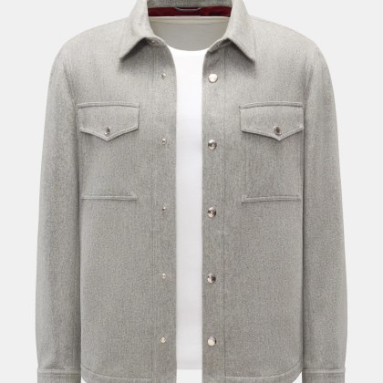 Brunello Cucinelli - Herren - Cashmere Overshirt grau meliert Brunello Cucinelli - Herren - Cashmere Overshirt grau meliert