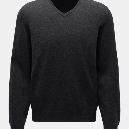 Fedeli - Herren - Cashmere V-Neck Pullover %27Pull Slim%27 dunkelgrau Fedeli - Herren - Cashmere V-Neck Pullover %27Pull Slim%27 dunkelgrau