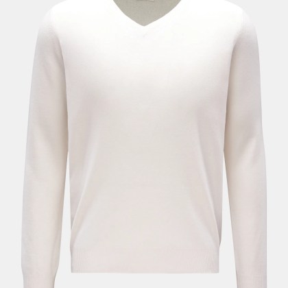 BRAUN Hamburg Essentials - Herren - Cashmere V-Neck Pullover offwhite BRAUN Hamburg Essentials - Herren - Cashmere V-Neck Pullover offwhite