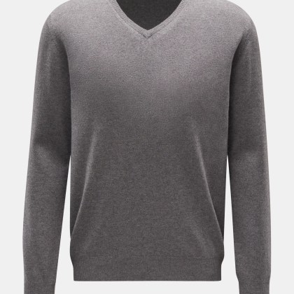 BRAUN Hamburg Essentials - Herren - Cashmere V-Neck Pullover grau BRAUN Hamburg Essentials - Herren - Cashmere V-Neck Pullover grau