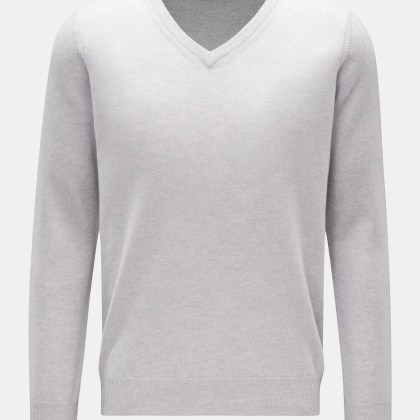 BRAUN Hamburg Essentials - Herren - Cashmere V-Neck Pullover hellgrau BRAUN Hamburg Essentials - Herren - Cashmere V-Neck Pullover hellgrau