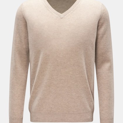 BRAUN Hamburg Essentials - Herren - Cashmere V-Neck Pullover beige BRAUN Hamburg Essentials - Herren - Cashmere V-Neck Pullover beige