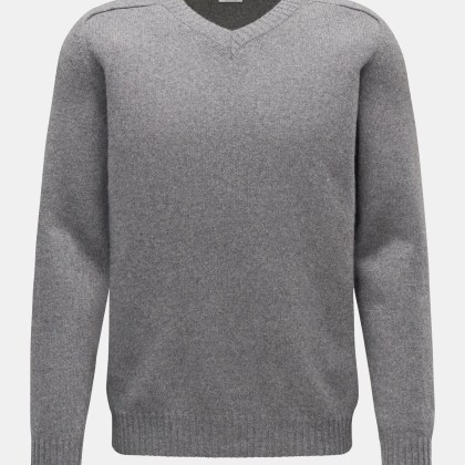 von Braun - Herren - Cashmere V-Neck Pullover grau von Braun - Herren - Cashmere V-Neck Pullover grau