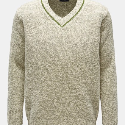 04651/ A trip in a bag - Herren - V-Neck Pullover %27Mouliné%27 grün/weiß 04651/ A trip in a bag - Herren - V-Neck Pullover %27Mouliné%27 grün/weiß