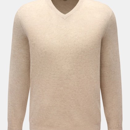 Fedeli - Herren - V-Neck Pullover beige meliert Fedeli - Herren - V-Neck Pullover beige meliert