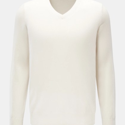 von Braun - Herren - Cashmere V-Neck Pullover creme von Braun - Herren - Cashmere V-Neck Pullover creme