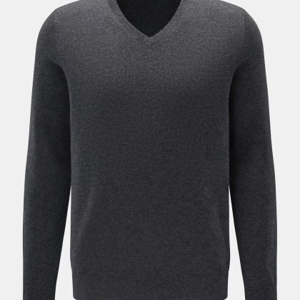 von Braun - Herren - Cashmere V-Neck Pullover dunkelgrau meliert von Braun - Herren - Cashmere V-Neck Pullover dunkelgrau meliert