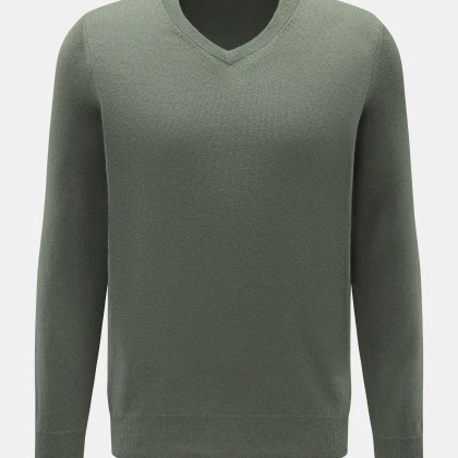 von Braun - Herren - Cashmere V-Neck Pullover graugrün von Braun - Herren - Cashmere V-Neck Pullover graugrün