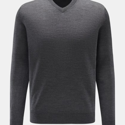 von Braun - Herren - Merino V-Neck Pullover dunkelgrau meliert von Braun - Herren - Merino V-Neck Pullover dunkelgrau meliert